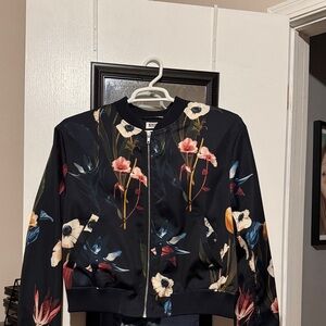 Weekday Black Floral Bomber Jacket